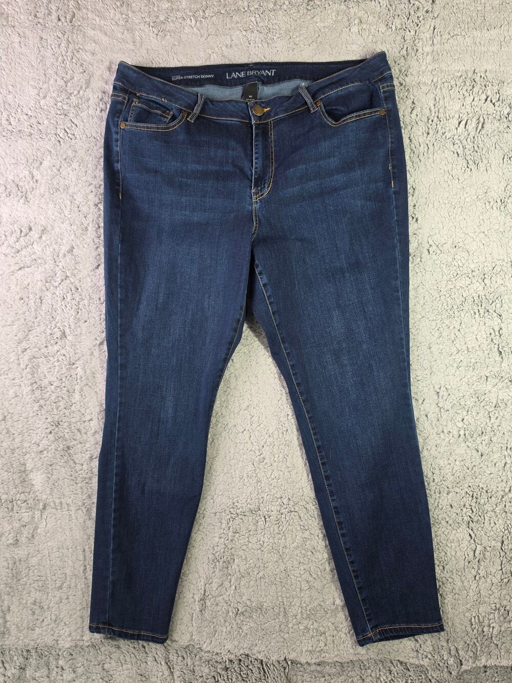 Lane Bryant Jeans Womens 18 Short Blue Super Stretch Skinny Mid Rise Dark Wash